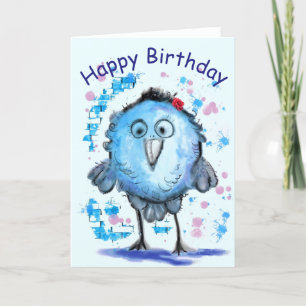 Funny Birthday Kaart met Little Blue Bird
