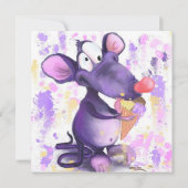 Funny Birthday Kaart met Mouse Eat Ice Cream (Achterkant)