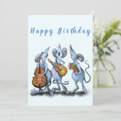 Funny Birthday Kaart met Musical Mouse Band (Staand voorkant)
