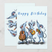 Funny Birthday Kaart met Musical Mouse Band (Voorkant / Achterkant)