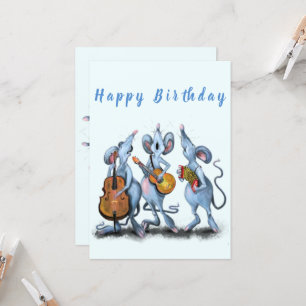 Funny Birthday Kaart met Musical Mouse Band