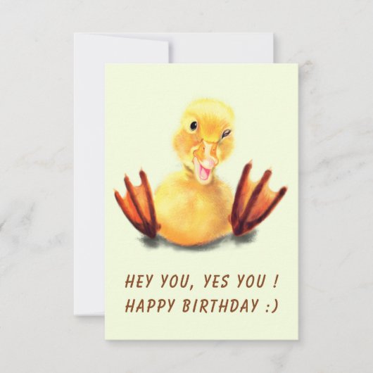 Funny Birthday Kaart met Playful Duck Custom Text (Voorkant)