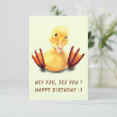 Funny Birthday Kaart met Playful Duck Custom Text (Staand voorkant)