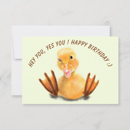 Funny Birthday Kaart met Playful Duck Custom Text (Achterkant)