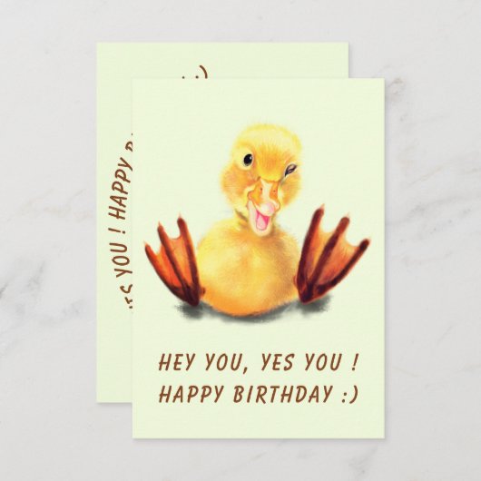 Funny Birthday Kaart met Playful Duck Custom Text (Voorkant / Achterkant)