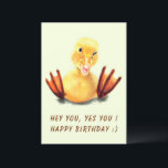 Funny Birthday Kaart met Playful Duck Custom Text<br><div class="desc">Happy Birthday Kaarten met Funny Yellow Duck Playful Wink Happy Smile Cartoon Schilderen met tekst - - of kies / voeg je unieke tekst / lettertype / kleur / maat - Maak je speciale verjaardagsgeschenk - Formaat wijzigen en verplaatsen of verwijderen en voeg Kaarten / afbeelding toe met aanpassingstool! Schilderen...</div>