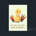 Funny Birthday Kaart met Playful Duck Custom Text<br><div class="desc">Happy Birthday Kaarten met Funny Yellow Duck Playful Wink Happy Smile Cartoon Schilderen met tekst - - of kies / voeg je unieke tekst / lettertype / kleur / maat - Maak je speciale verjaardagsgeschenk - Formaat wijzigen en verplaatsen of verwijderen en voeg Kaarten / afbeelding toe met aanpassingstool! Schilderen...</div>
