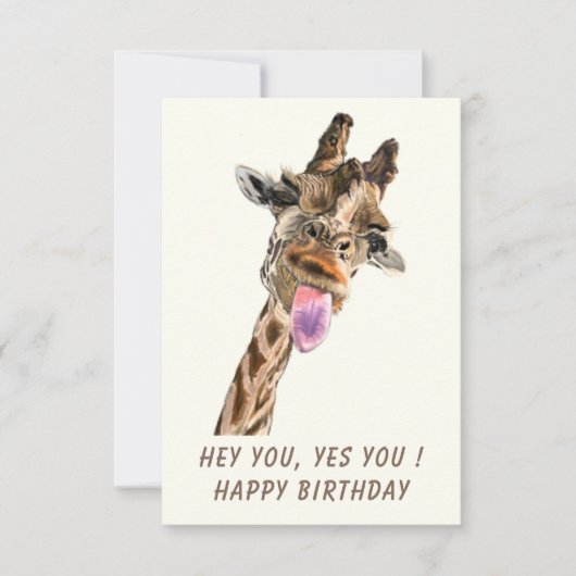 Funny Birthday Kaart met Playful Giraffe - Smile (Voorkant)