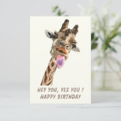 Funny Birthday Kaart met Playful Giraffe - Smile (Staand voorkant)