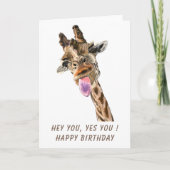 Funny Birthday Kaart met Playful Giraffe - Smile (Voorkant)