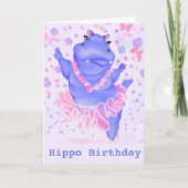 Funny Birthday Kaart met Prima Ballerina Hippo (Voorkant)