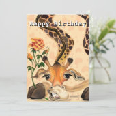 Funny Birthday Kaart met Romantische Giraffe (Staand voorkant)