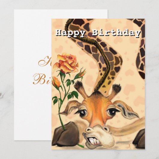Funny Birthday Kaart met Romantische Giraffe (Voorkant / Achterkant)