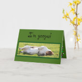 Funny Birthday-kaart met slaapbasset Hound Kaart (Gele Bloem)