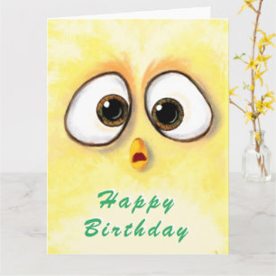 Funny Birthday Kaart met Surprised Chicken Eyes