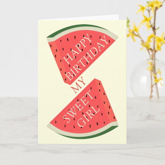 Funny Birthday Kaart met Sweet Watermelon (Gele Bloem)