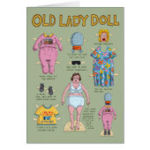FUNNY Birthday Kaart Old Lady Paper Doll (Voorkant)