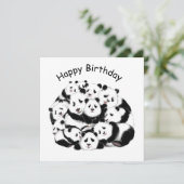 Funny Birthday Kaart Panda Familie - Schilderen (Staand voorkant)