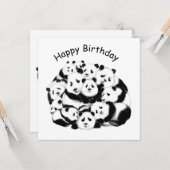 Funny Birthday Kaart Panda Familie - Schilderen (Voorkant / Achterkant in situ)