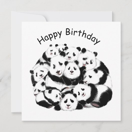 Funny Birthday Kaart Panda Familie - Schilderen (Voorkant)