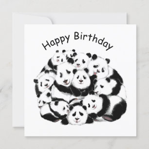 Funny Birthday Kaart Panda Familie - Schilderen