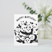Funny Birthday Kaart Panda Family - Hug (Staand voorkant)