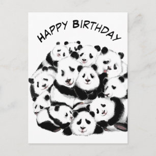 Funny Birthday Kaart Panda Family - Hug