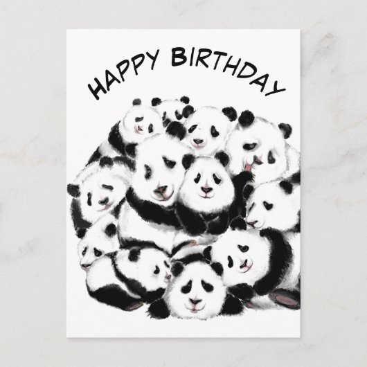Funny Birthday Kaart Panda Family - Hug (Voorkant)