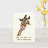 Funny Birthday Kaart Playful Giraffe - Smile (Gele Bloem)