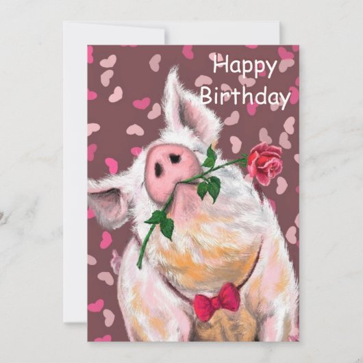 Funny Birthday Kaart Romantisch Gentleman Pig (Voorkant)