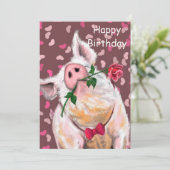 Funny Birthday Kaart Romantisch Gentleman Pig (Staand voorkant)