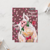 Funny Birthday Kaart Romantisch Gentleman Pig (Voorkant / Achterkant in situ)