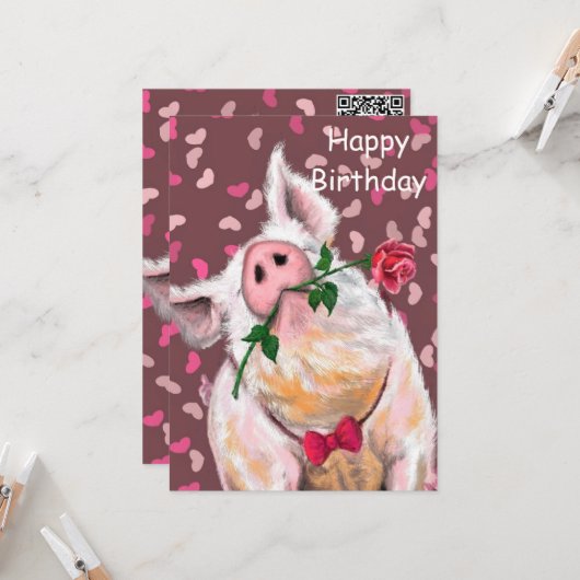 Funny Birthday Kaart Romantisch Gentleman Pig (Voorkant / Achterkant in situ)