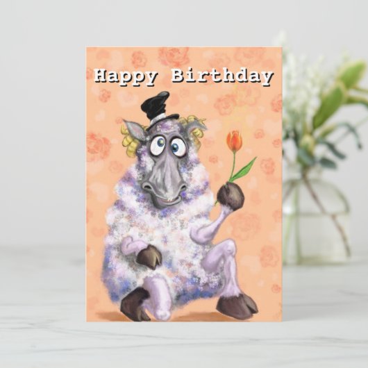Funny Birthday Kaart Romantische Ram met Flower (Staand voorkant)