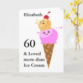 Funny Birthday Kaart Schattige Ice Cream Voeg jaar (Gele Bloem)