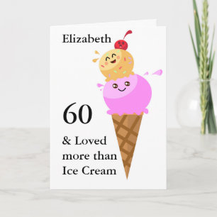 Funny Birthday Kaart Schattige Ice Cream Voeg jaar