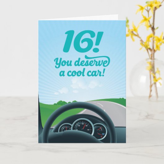 Funny Birthday Kaart voor 16-jarige (Gele Bloem)