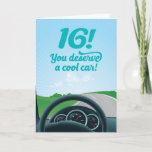 Funny Birthday Kaart voor 16-jarige<br><div class="desc">De meeste 16-jarige tieners zouden graag hun eigen auto halen voor hun verjaardag. Vooral als het een coole sportwagen is. Deze grappige verjaardagskaart wekt de indruk van dat alles. Maar het is gewoon een coole kaart,  geen coole auto.</div>