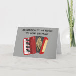 Funny Birthday Kaart voor accordeonspelers<br><div class="desc">Dit wenskaart bevat een eenvoudige stijlillustratie van een accordeon en een grappig woordspel: Accordion To My Notes It's Your Birthday. Het is de perfecte kaart voor accordeonspelers. Wilt u een persoonlijke groet of uw eigen bericht toevoegen? De groet aan de voorkant en de binnenkant van deze kaart zijn klaar om...</div>