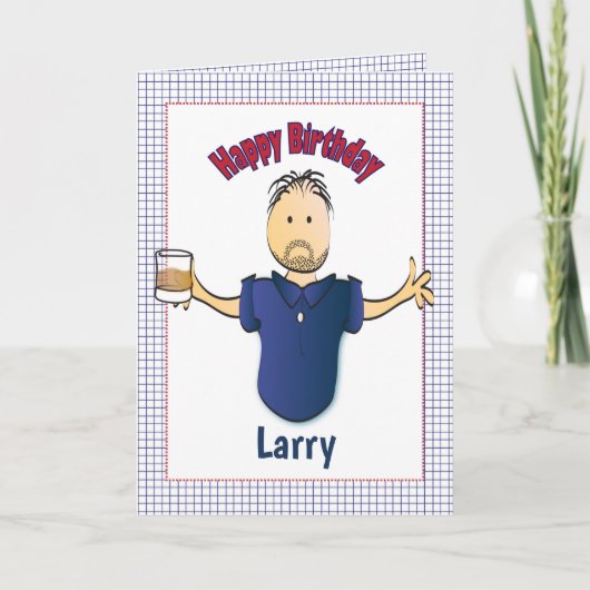 Funny Birthday Kaart voor hem met Drink (Voorkant)