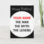 Funny Birthday kaart voor mannen | De man mythe le<br><div class="desc">Funny Birthday kaart voor mannen | Het man De mythe Het legende wenskaart. Het idee van een humoristische kaart voor vader,  oom,  opa,  broer,  enz.  wil tekst als Happy Birthday.</div>