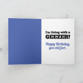 Funny Birthday Kaart voor oude Geezer uit de kat (Binnen)