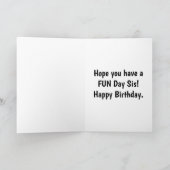Funny Birthday Kaart voor zuster (Binnen)