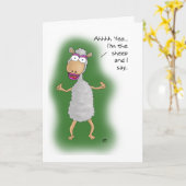 Funny Birthday-kaarten: Ik ben de Sheep Kaart (Gele Bloem)