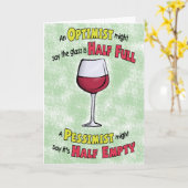 Funny Birthday-kaarten: wijnfilosofie Kaart (Gele Bloem)