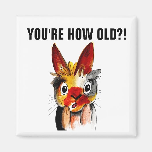 FUNNY BIRTHDAY MAGNETS, JE BENT HOE OUD?! MAGNEET (Voorkant)