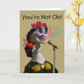 Funny Birthday met Lady Skeleton Singing Kaart (Gele Bloem)