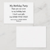 Funny Birthday No Gifts Money Poem Enclosure Card Informatiekaartje (Voorkant / Achterkant)