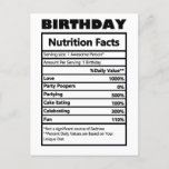 Funny Birthday Nutrition Facts Briefkaart<br><div class="desc">Funny Birthday Nutrition Facts Briefkaart</div>