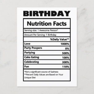 Funny Birthday Nutrition Facts Briefkaart